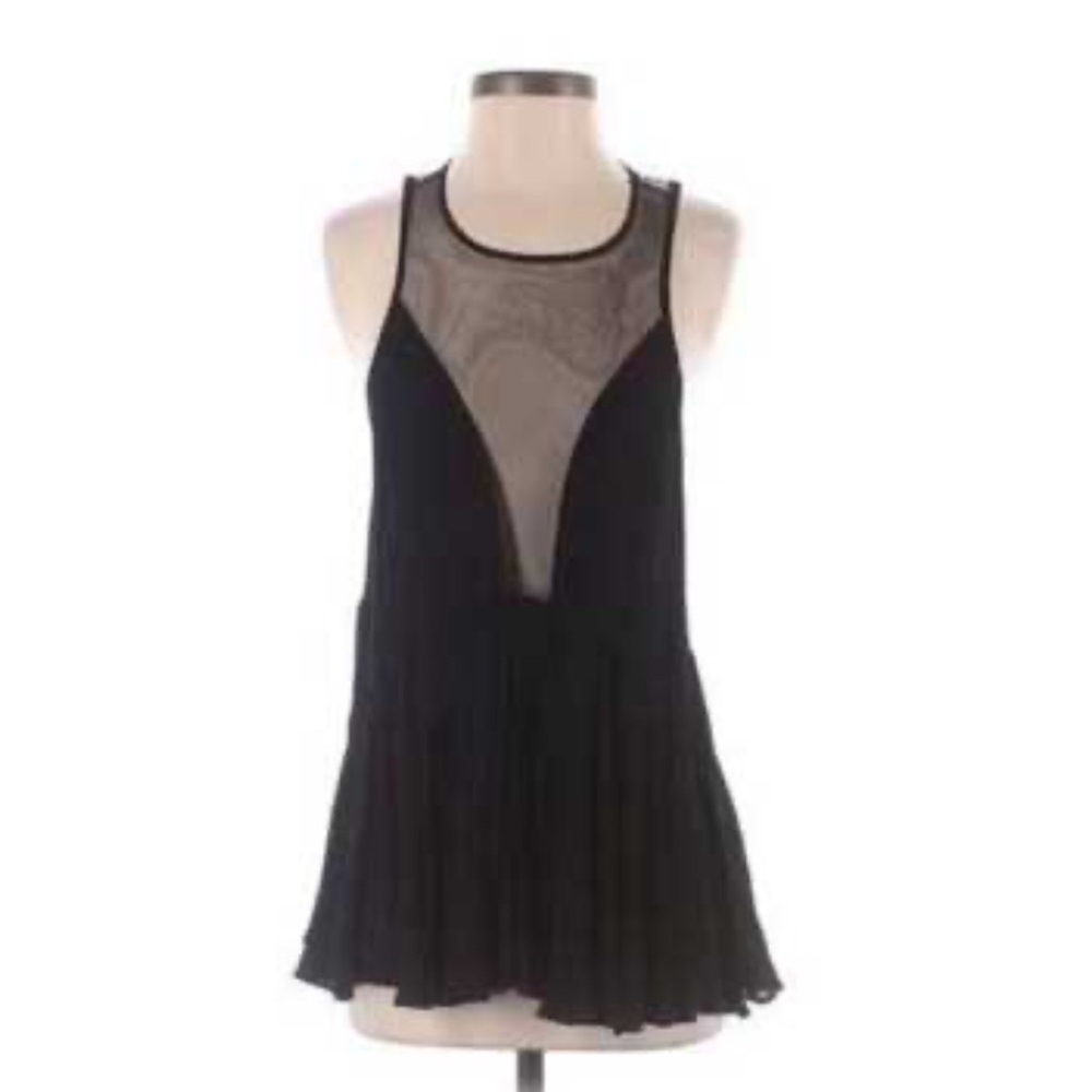Free People Black Sheer Mesh Top